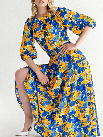 Платье tessy, цвет сине-желтый