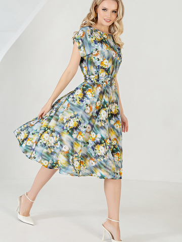 Платье Pl000666L(lana), цвет бирюзовая охра