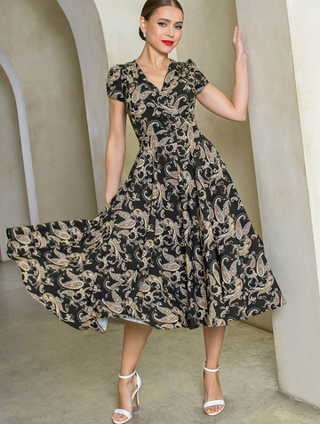 Платье Pl000601L(ruta), цвет черно-бежевый