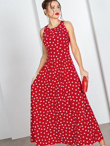 Платье Pl000720L(leora), цвет красно-белый