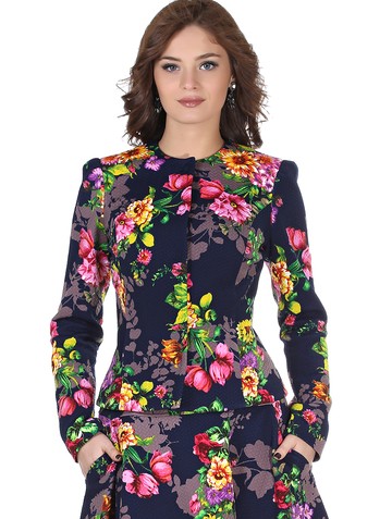 Жакет tais, цвет цветы на синем Product f03b2c92 71b4 11e5 aa39 6cf049b91f32